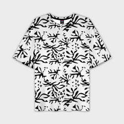 Мужская футболка оверсайз Черно белый абстрактный модный узор