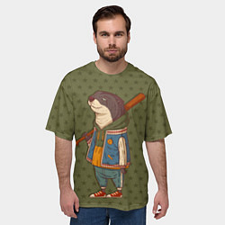 Футболка оверсайз мужская Пацанчик с битой, цвет: 3D-принт — фото 2