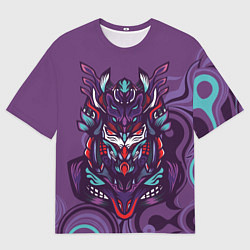 Мужская футболка оверсайз Японский стиль- узорная маска