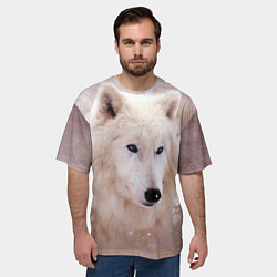 Футболка оверсайз мужская Белый зимний волк, цвет: 3D-принт — фото 2
