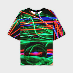 Мужская футболка оверсайз Абстрактное множество цветных линий