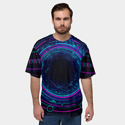 Футболка оверсайз мужская Неоновый тоннель - портал, цвет: 3D-принт — фото 2