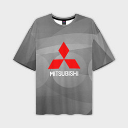 Футболка оверсайз мужская Mitsubishi - серая с кружочками абстракция, цвет: 3D-принт