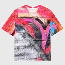 Футболка оверсайз мужская Граффити на кирпичной стене - фрагмент, цвет: 3D-принт