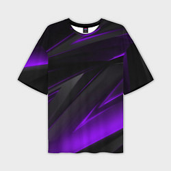 Мужская футболка оверсайз Черно-фиолетовая геометрическая абстракция