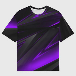 Мужская футболка оверсайз Черно-фиолетовая геометрическая абстракция