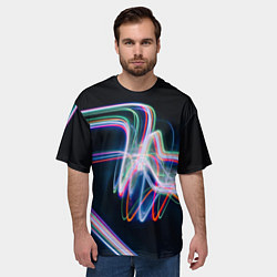 Футболка оверсайз мужская Абстрактные световые линии во тьме, цвет: 3D-принт — фото 2
