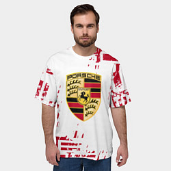 Футболка оверсайз мужская Porsche - паттерн, цвет: 3D-принт — фото 2