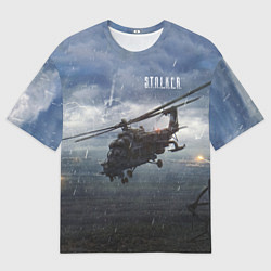Футболка оверсайз мужская STALKER Вертолёт Над Зоной, цвет: 3D-принт