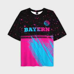 Футболка оверсайз мужская Bayern - neon gradient: символ сверху, цвет: 3D-принт