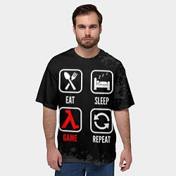 Футболка оверсайз мужская Eat, sleep, Half-Life, repeat, цвет: 3D-принт — фото 2