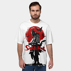 Футболка оверсайз мужская Самурай и Красное Солнце, цвет: 3D-принт — фото 2
