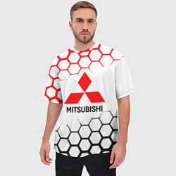 Футболка оверсайз мужская Mitsubishi - логотип, цвет: 3D-принт — фото 2