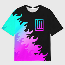 Мужская футболка оверсайз Lindemann неоновый огонь