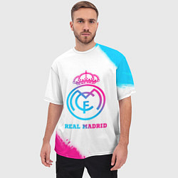 Футболка оверсайз мужская Real Madrid neon gradient style, цвет: 3D-принт — фото 2