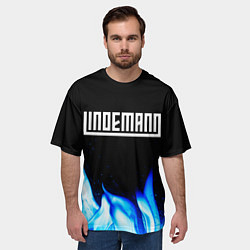 Футболка оверсайз мужская Lindemann blue fire, цвет: 3D-принт — фото 2