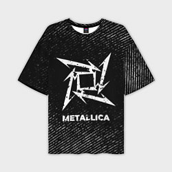 Футболка оверсайз мужская Metallica с потертостями на темном фоне, цвет: 3D-принт