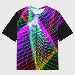 Футболка оверсайз мужская Абстрактное множество неоновых лучей, цвет: 3D-принт