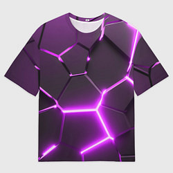 Мужская футболка оверсайз Фиолетовые неоновые геометрические плиты