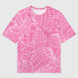 Футболка оверсайз мужская Океанские ракушки - паттерн, цвет: 3D-принт