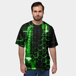 Футболка оверсайз мужская Зелёный программный код, цвет: 3D-принт — фото 2