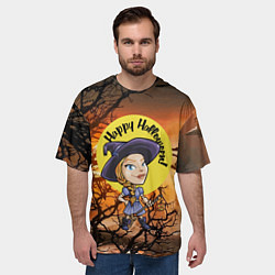 Футболка оверсайз мужская Happy Halloween - Witch, цвет: 3D-принт — фото 2