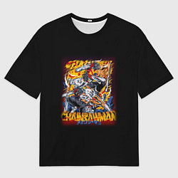 Футболка оверсайз мужская Человек-бензопила с трёх ракурсов, цвет: 3D-принт