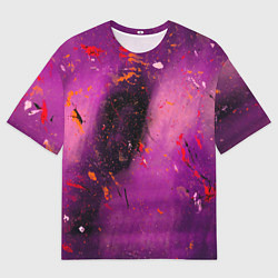 Футболка оверсайз мужская Розово-фиолетовый абстрактный фон и краски, цвет: 3D-принт