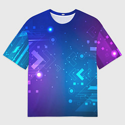 Футболка оверсайз мужская Абстракция геометрия неон, цвет: 3D-принт