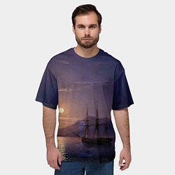 Футболка оверсайз мужская Парусник у берегов Крыма в лунную ночь Айвазовский, цвет: 3D-принт — фото 2