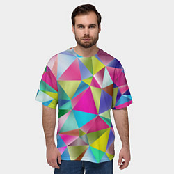 Футболка оверсайз мужская Радужные трехмерные треугольники, цвет: 3D-принт — фото 2
