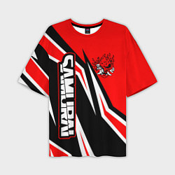 Мужская футболка оверсайз Samurai - Киберпанк 2077 - Красный спорт