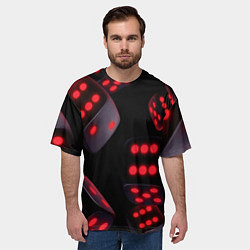 Футболка оверсайз мужская Игральные кости на черном фоне, цвет: 3D-принт — фото 2
