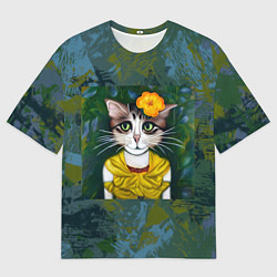 Футболка оверсайз мужская Грустная кошка Фриды Кало из нейросети, цвет: 3D-принт