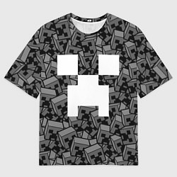 Футболка оверсайз мужская Головы криперов - Майнкрафт - ЧБ, цвет: 3D-принт
