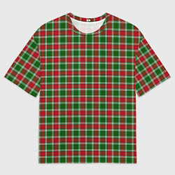 Мужская футболка оверсайз Красно-зеленая клетка