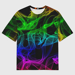 Футболка оверсайз мужская Разноцветный неоновый дым, цвет: 3D-принт