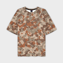 Мужская футболка оверсайз Цифровой камуфляж - серо-коричневый