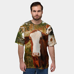 Футболка оверсайз мужская Милая коровка, цвет: 3D-принт — фото 2