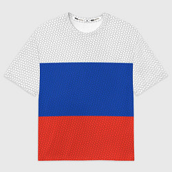 Футболка оверсайз мужская Триколор - флаг России плетёный, цвет: 3D-принт