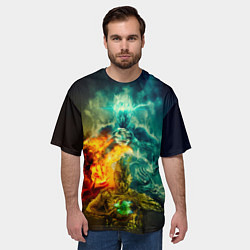 Футболка оверсайз мужская 4 элемента - природные стихии, цвет: 3D-принт — фото 2