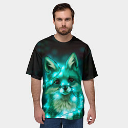 Футболка оверсайз мужская Неоновый лис, цвет: 3D-принт — фото 2