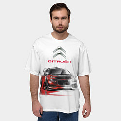 Футболка оверсайз мужская Ситроен спорт - эскиз, цвет: 3D-принт — фото 2