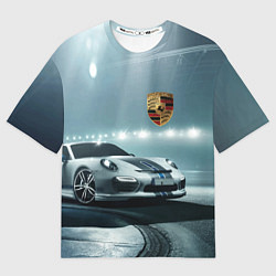 Футболка оверсайз мужская Porsche - racing route - motorsport, цвет: 3D-принт