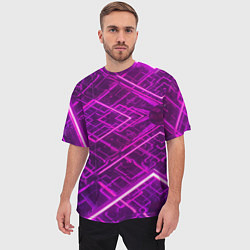 Футболка оверсайз мужская Абстрактные геометрические фиолетовые объекты, цвет: 3D-принт — фото 2