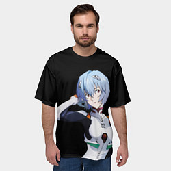 Футболка оверсайз мужская Евангелион - Аянами Рэй, цвет: 3D-принт — фото 2