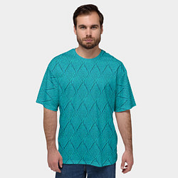 Футболка оверсайз мужская Вязание ромбиком, цвет: 3D-принт — фото 2