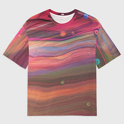 Футболка оверсайз мужская Розово-оранжевый абстрактный песок, цвет: 3D-принт
