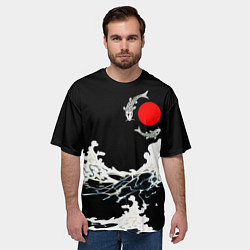 Футболка оверсайз мужская Волны и рыбки, цвет: 3D-принт — фото 2