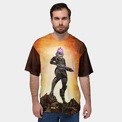 Футболка оверсайз мужская Кварианка стоит на горе трупов в свете огня, цвет: 3D-принт — фото 2